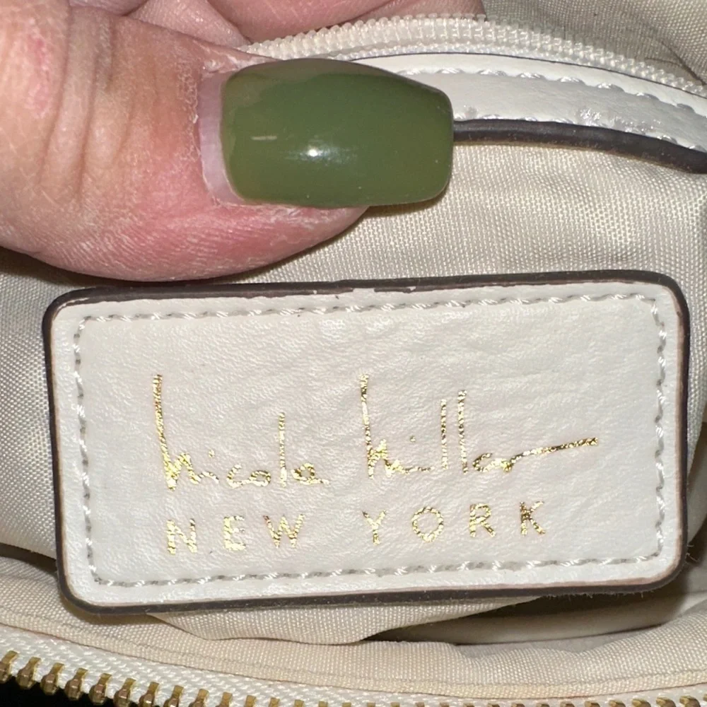 Nicole Miller Cream and Tan Crossbody Bag